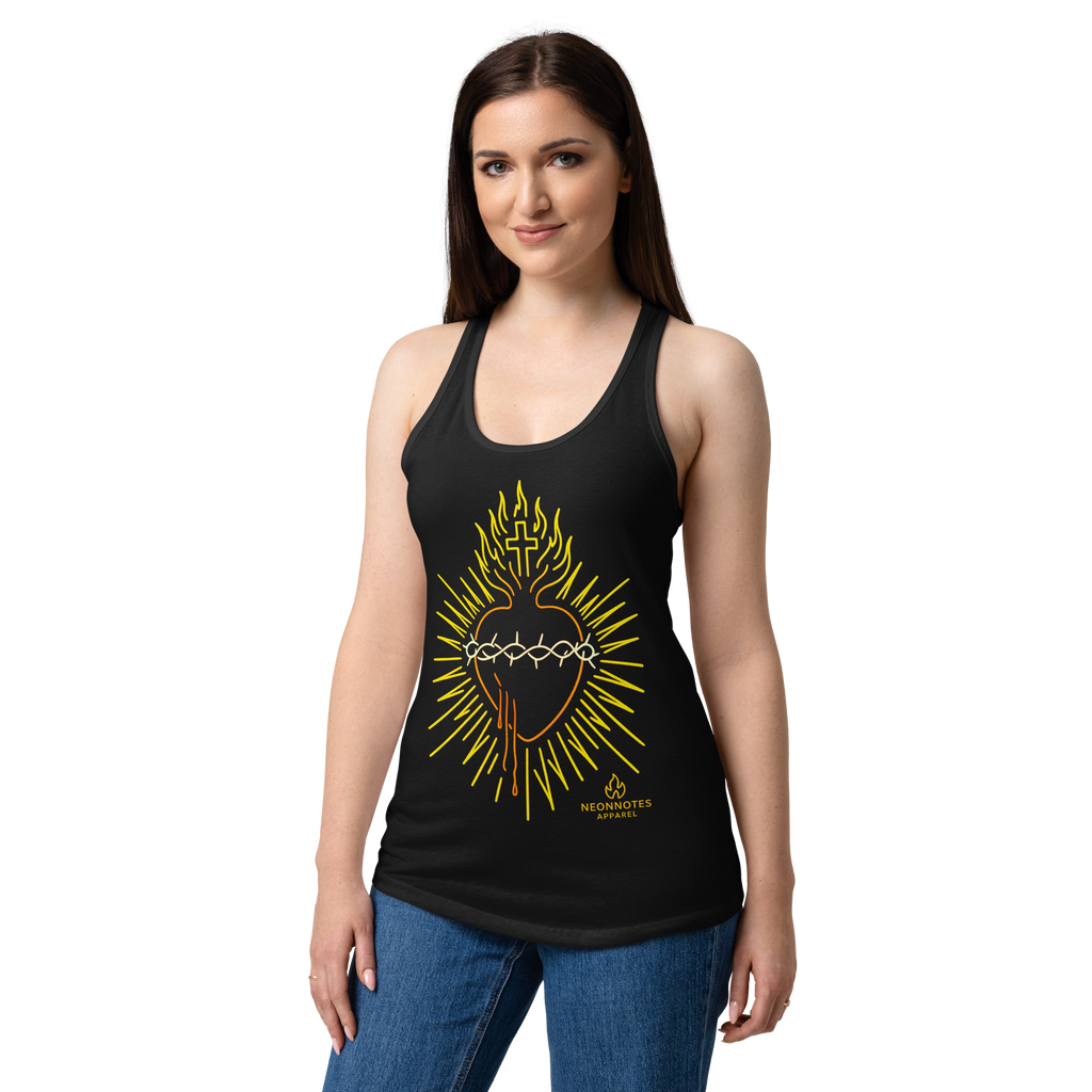 NeonNotes Women’s Fitted Sacred Heart Racerback Tank Top