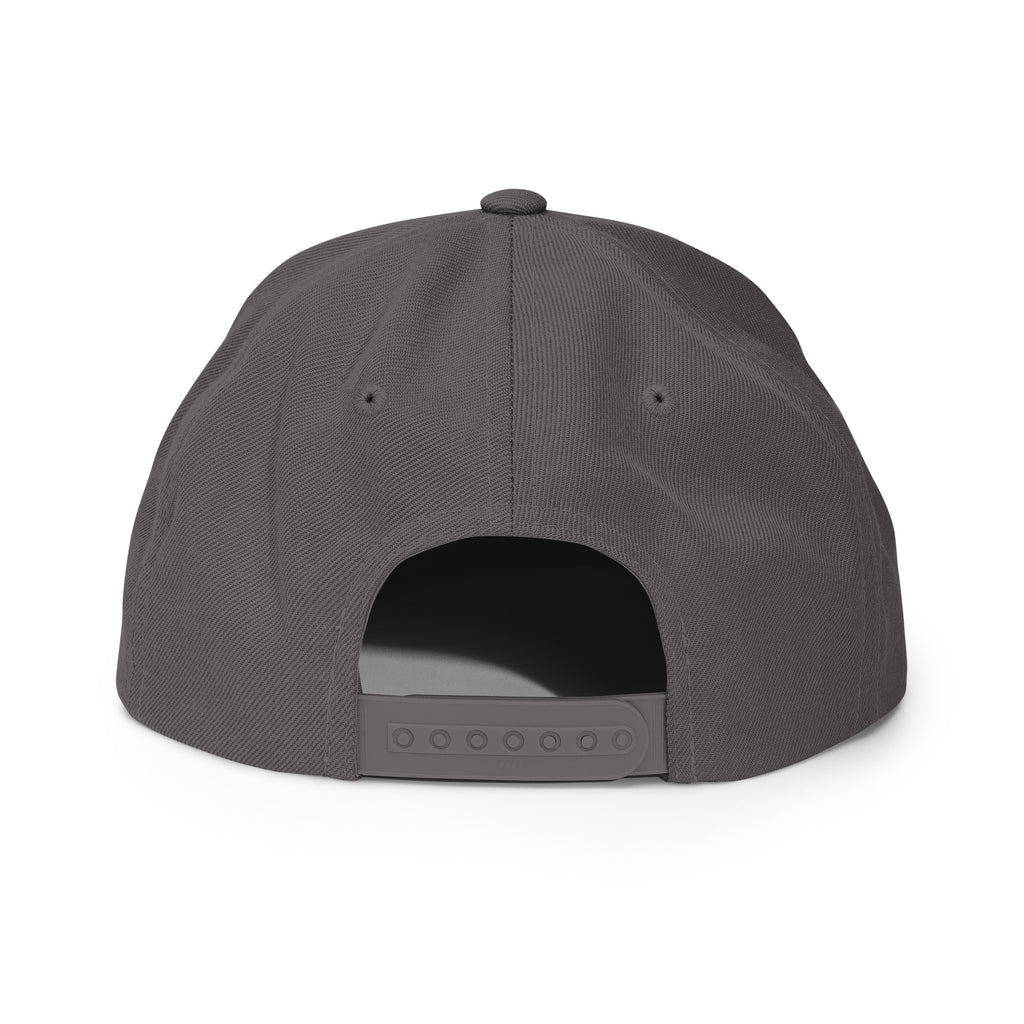 Dark gray snapback baseball cap with adjustable back strap and curved brim.