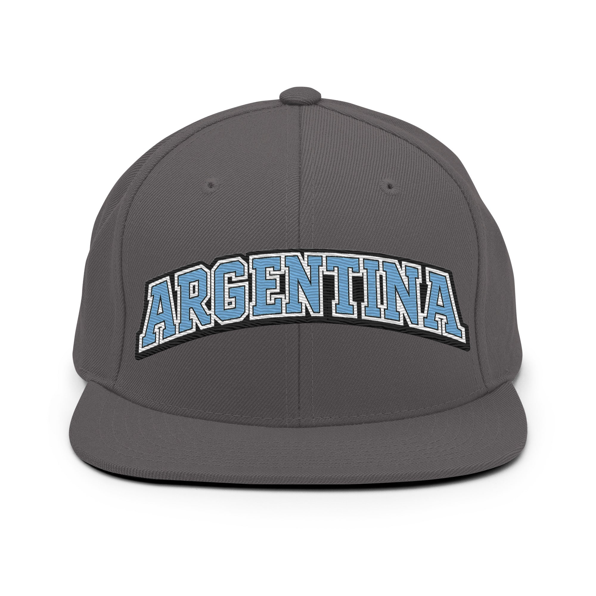 Dark grey snapback hat with embroidered Argentina logo patch on front