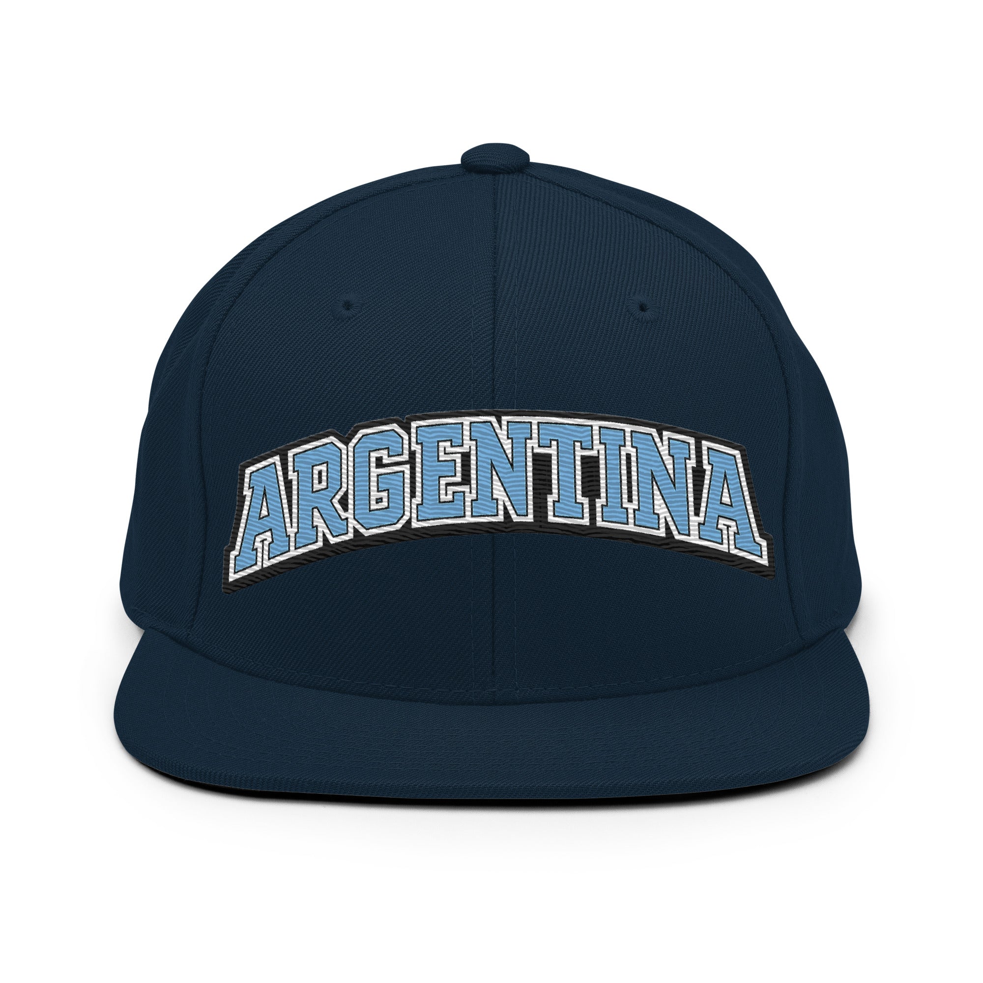 Dark navy snapback hat with embroidered Argentina logo patch on front
