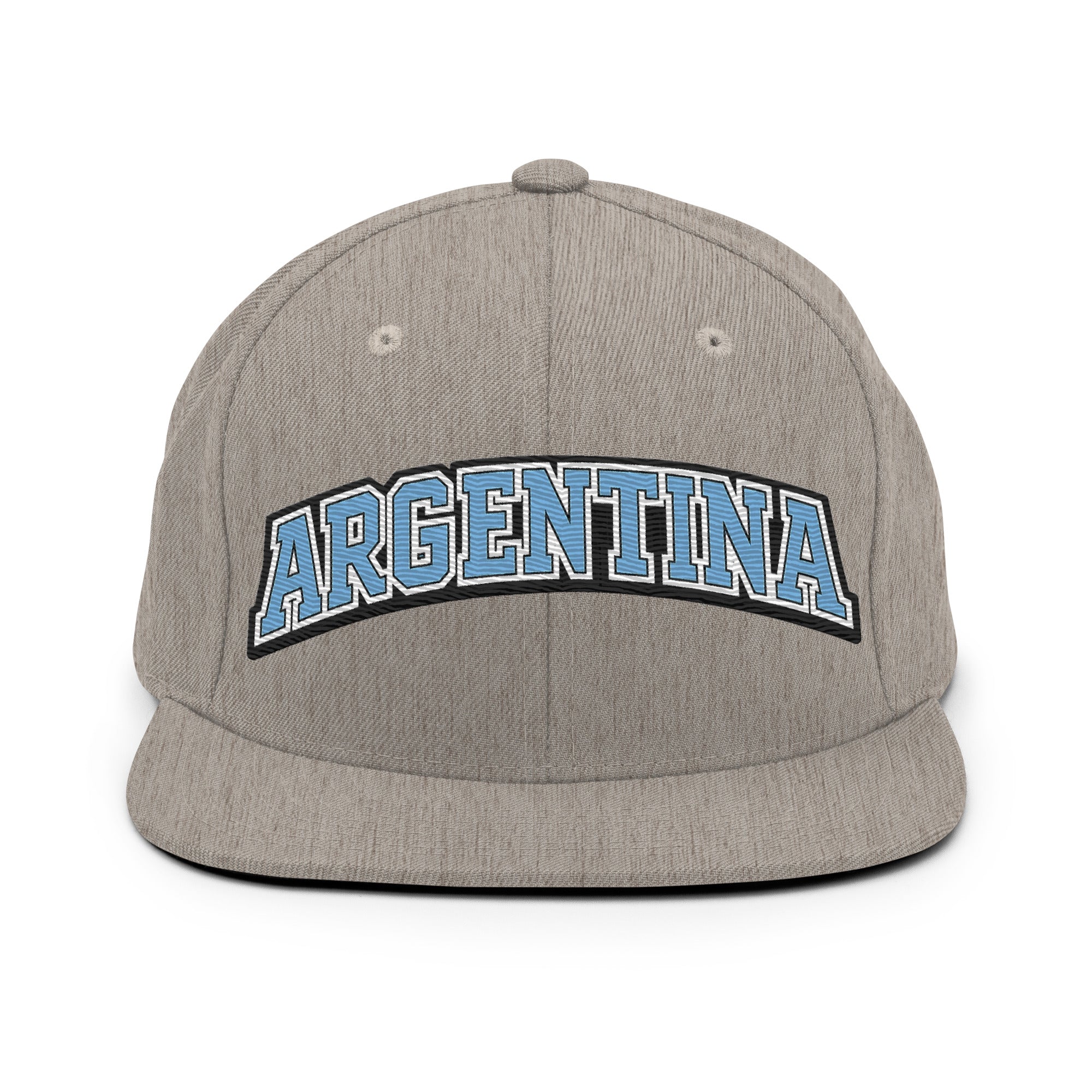 Grey snapback hat with embroidered Argentina logo patch on front