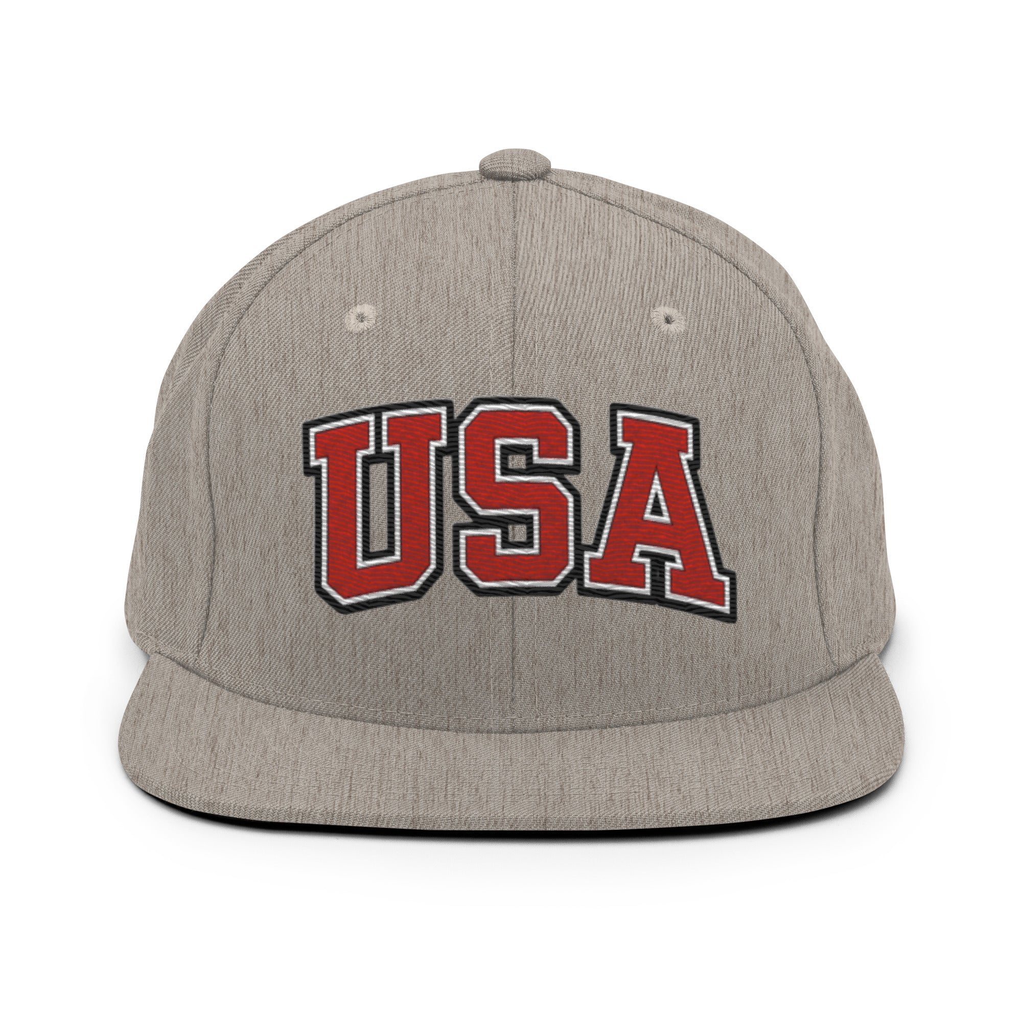 Embroidered baseball cap in heather gray with USA patch on the front