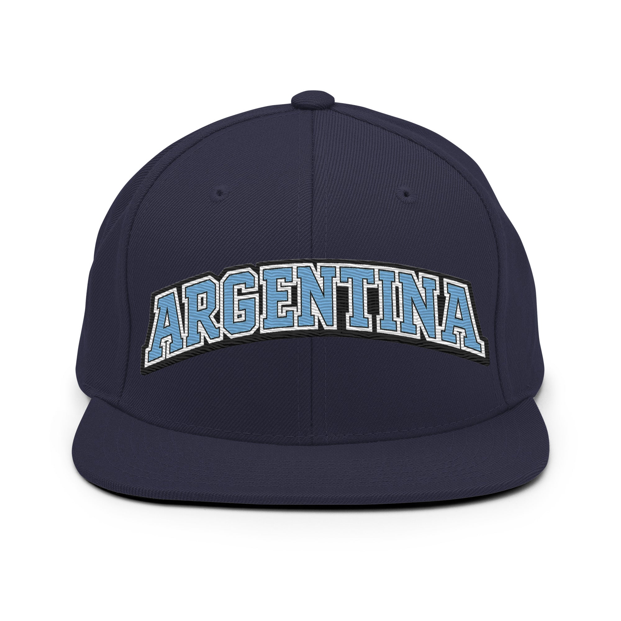 Dark navy snapback hat with embroidered Argentina logo patch on front