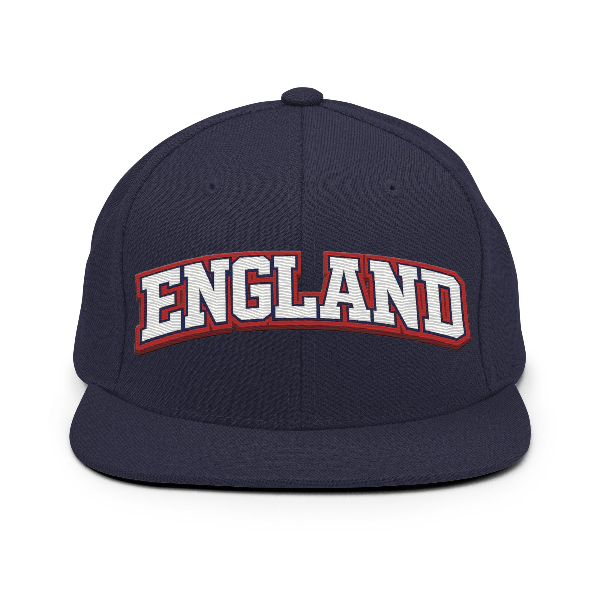 NeonNotes England embroidered snapback hat in dark navy with front “ENGLAND” patch