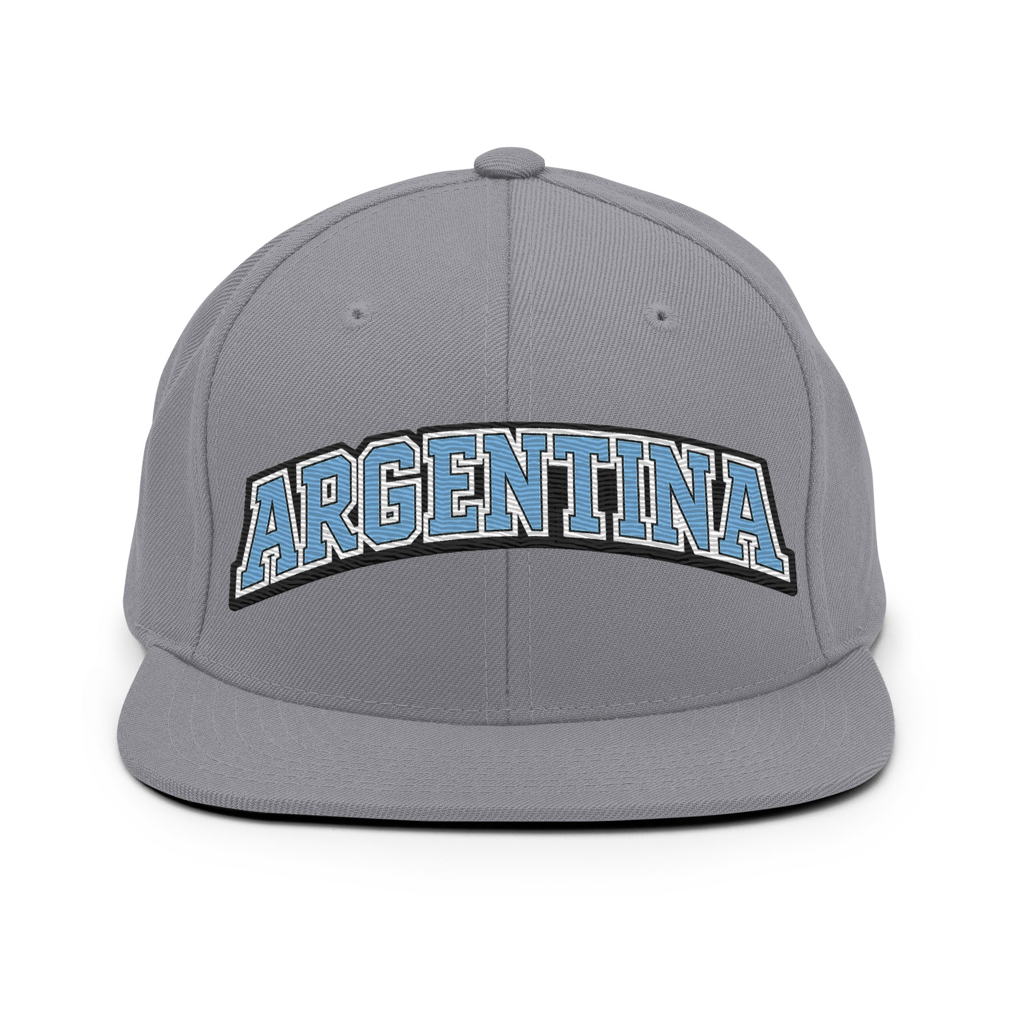 Heather grey snapback hat with embroidered Argentina logo patch on front