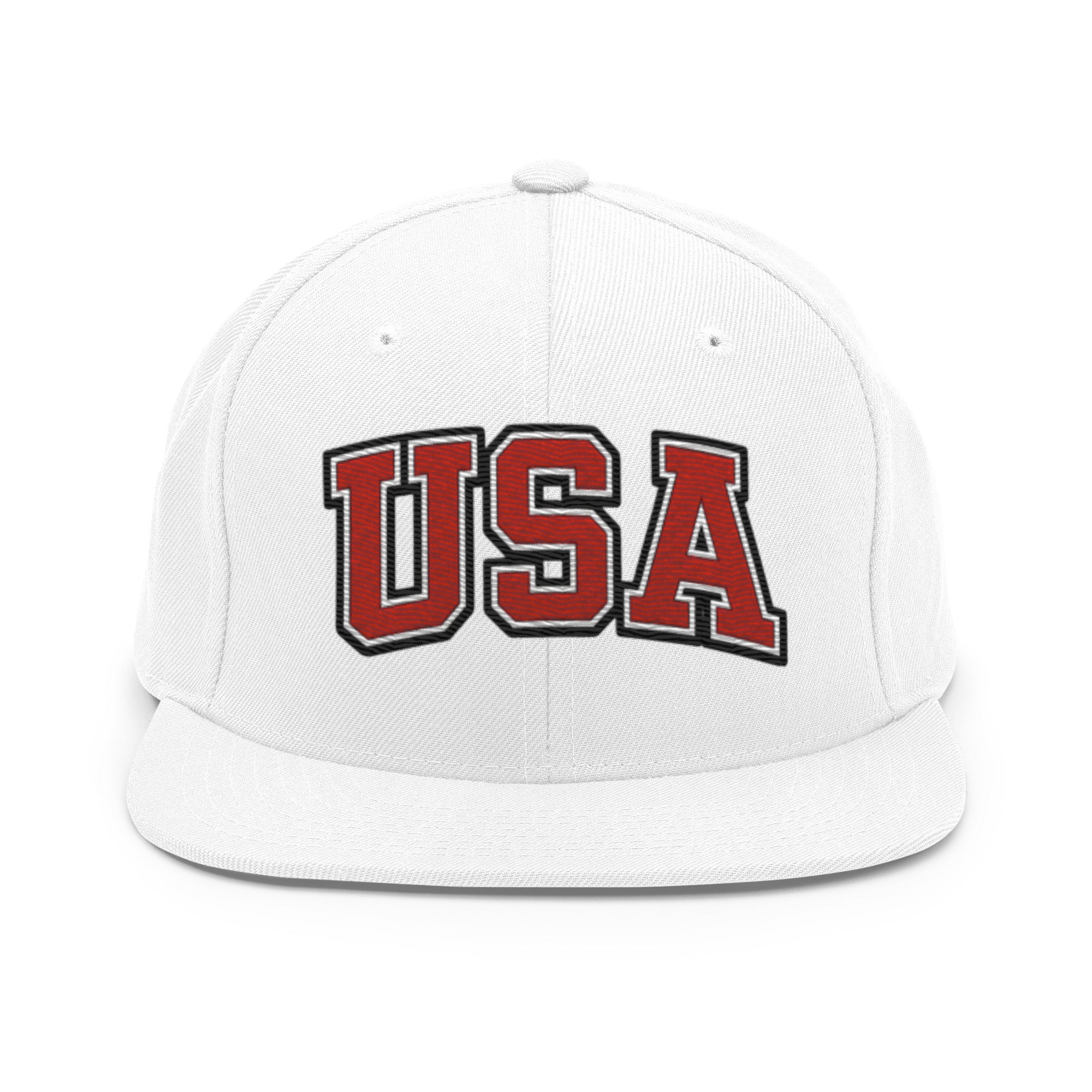 Embroidered baseball cap in white with USA patch on the front