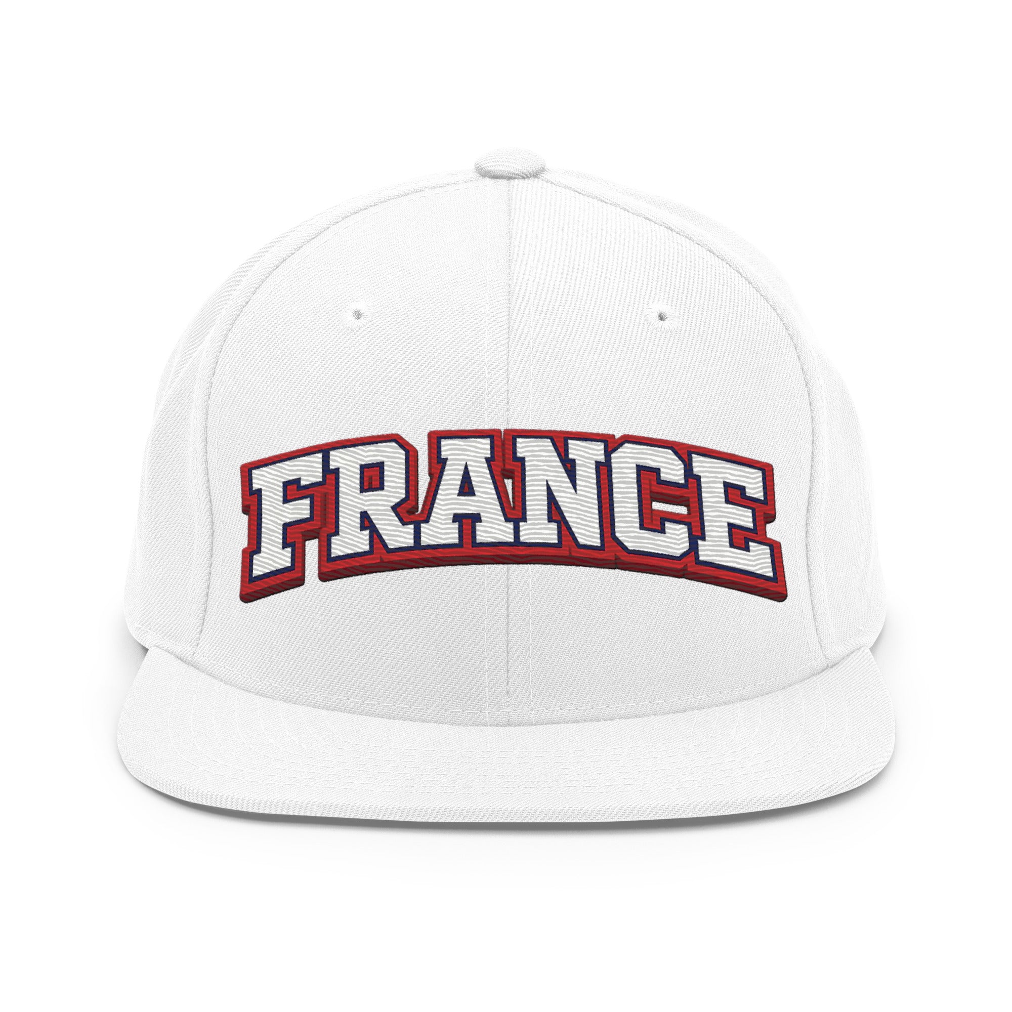 White snapback hat with red-and-white embroidered “FRANCE” logo