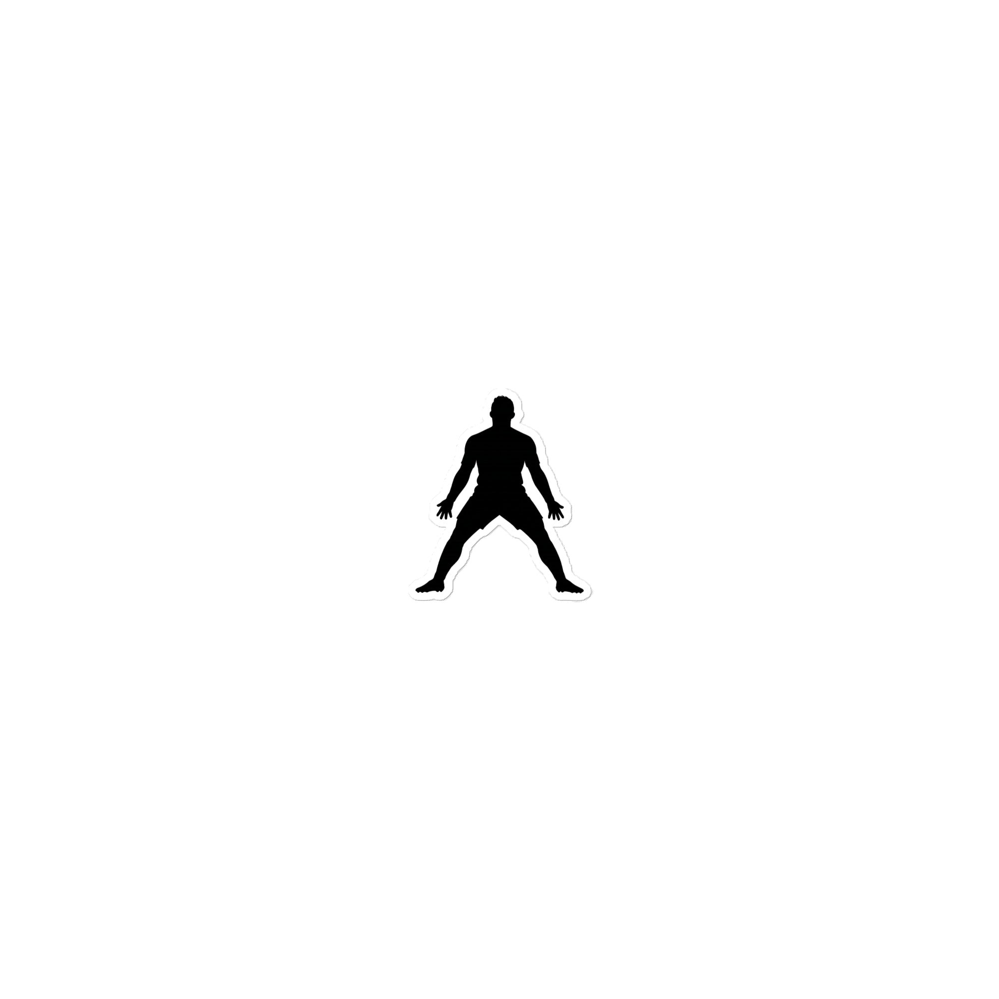 Car decal sticker: small black standing figure silhouette, wide stance