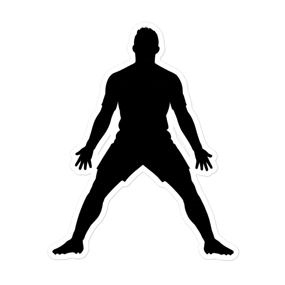 Car decal sticker: black standing figure silhouette, wide stance with arms out