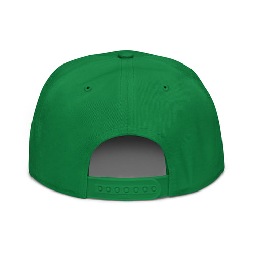 Kelly green snapback hat with adjustable back strap and front ventilation eyelets
