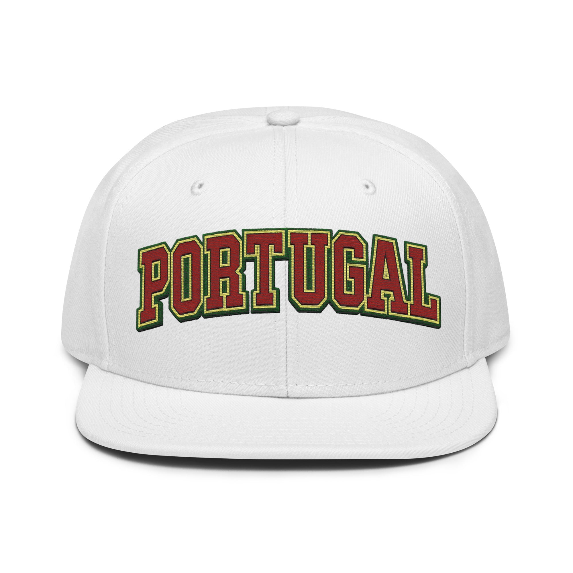 White snapback cap with embroidered Portugal logo
