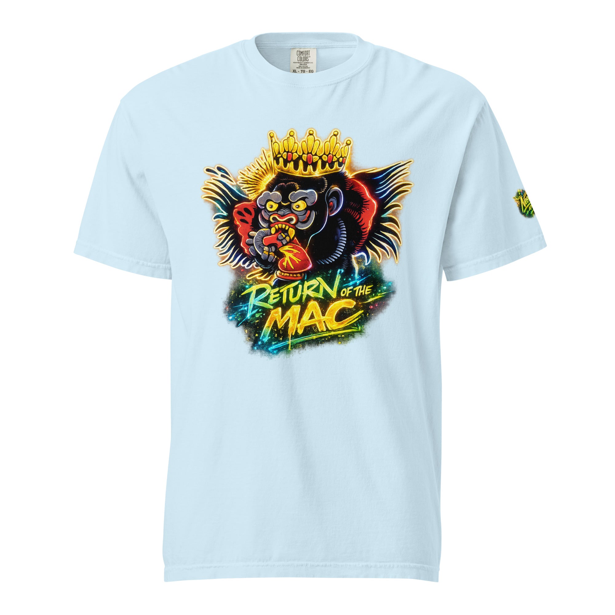 Unisex heavyweight T-shirt, light blue, front graphic of crowned UFC-style lion